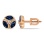 Marquise-shaped Sapphire and Round Diamond Studs. Hypoallergenic 585 (14K) Rose Gold, Screw Backs