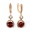 Dangle Earrings of Garnet and Champagne Diamonds. Hypoallergenic 585 (14K) Rose Gold, Black Rhodium