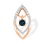 Slide Pendant with Diamonds and Pendulous Sapphire. 585 (14kt) Rose Gold, Rhodium Detailing