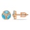 Marquise-shaped Blue Topaz&Round Diamond Studs. Hypoallergenic 585 (14K) Rose Gold, Screw Backs