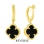 Reverse of Black Onyx Quatrefoil Clover Earrings, Height 32mm