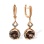 Smoky Quartz n' Champagne Diamonds Dangle Earrings. Hypoallergenic 585 (14K) Rose Gold, Black Rhodium