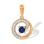 Circle Pendant with Diamond and Sapphire Tendril. Hypoallergenic Cadmium-free 585 (14K) Rose Gold