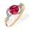 Ruby 'Flower of Life' and Diamond Ring. 585 (14kt) Rose Gold, Rhodium Detailing