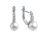 Pearl with Diamond Bar Leverback Earrings. 14kt White Gold