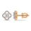 Petal-shaped Ear Studs Featuring 42 Diamonds. 585 (14K) Rose and White Gold, Screw Backs