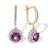 Amethyst with Double Halo CZ Dangle Earrings. 'Empress' Series, 585 (14kt) Rose Gold