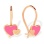 French Pink Enamel Heart Children's Earrings. Certified 585 (14kt) Rose Gold, Earwire Backs