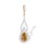 Teardrop Citrine and CZ Pendant. Certified 585 (14kt) Rose Gold, Rhodium Detailing