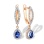 Dangle Teardrop Sapphire and Diamond Earrings. Certified 585 (14kt) Rose Gold, Rhodium Detailing