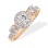 "Le Grande Amour" Trinity Engagement Ring. 585 (14kt) Rose Gold, Rhodium Detailing