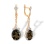 Oval-cut Smoky Quartz and CZ Cocktail Earrings. 'Empress' Series, 585 Rose Gold, Rhodium