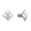 Diamond Square Stud Earrings. Certified 585 (14kt) White Gold, 10mm Long Posts