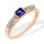 Princess Cut Sapphire and Diamond Ring. 585 (14kt) Rose Gold, Rhodium Detailing