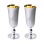 Set of 2 Matte Silver Champagne Glasses, Engraving. Hypoallergenic Antibacterial 925 Gilded Silver