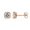 Cushion-shaped Swarovski CZ Ear Studs. 585 Rose Gold, Rhodium, Friction Backs