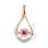 Pear-shaped Gold Pendant with a 'Fluttering' Ruby. Certified 585 (14kt) Rose Gold, Rhodium Detailing