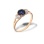 Sapphire "Flower of Life" and Diamond Ring. 585 (14kt) Rose Gold, Rhodium Detailing