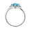 Side View of Genuine Blue Topaz and Diamond Floral Shield Ring in 14K White Gold