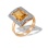 Baguette-cut Citrine and CZ Ring