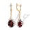 Czech Garnet and CZ Cocktail Earrings. 585 (14kt) Rose Gold, Rhodium Detailing