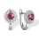 Ruby with Double Halo Diamond Leverback Earrings. Certified 585 (14kt) White Gold, Rhodium Finish