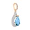 Blue topaz and CZ teardrop pendant in 585 rose gold. View 2