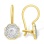 CZ Dahlia Flower Teen Earwire Earrings. Certified 585 Yellow Gold, Rhodium Detailing