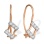 Colorless CZ Earrings for Children. Certified 585 (14kt) Rose Gold, Rhodium Detailing