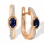 Earrings with Sapphires and Diamonds. Hypoallergenic Cadmium-free 585 (14K) Rose Gold