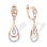 Diamond Teardrop Stacked-link Earrings. Certified 585 (14kt) Rose Gold, Rhodium Detailing