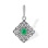 Art Deco-style Emerald and Diamond Pendant. Certified 585 (14kt) White Gold, Rhodium Finish