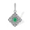Art Deco-style Emerald and Diamond Pendant. Certified 585 (14kt) White Gold, Rhodium Finish
