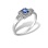 Geometric Sapphire and Diamond Ring. Certified 585 (14kt) White Gold, Rhodium Finish