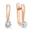 Leverback Earrings with Diamonds Held by 5 Prongs. Certified 585 (14kt) Rose Gold, Rhodium Detailing