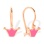 'Crowning Glory' Kids' Earrings with Pink Enamel. Certified 585 (14kt) Rose Gold, Earwire Backs