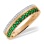 Glamorous Gold Ring with Emeralds and Diamonds. Hypoallergenic Cadmium-free 585 (14K) Rose Gold