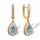 Festive Dangle Blue Topaz and Diamond Earrings. Hypoallergenic Cadmium-free 585 (14K) Rose Gold