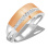 Bimetal Ring with CZ Streak. 925 Silver Sintered with 585 Rose Gold