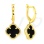 Black Onyx Quatrefoil Clover Earrings, Height 32mm. 585 (14kt) Yellow Gold, Vicenza Series