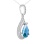 Blue topaz and CZ teardrop pendant in 585 white gold. View 2