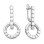 Open-circle Diamond Leverback Earrings. Certified 585 (14kt) White Gold, Rhodium Finish