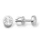 Illusion-set Diamond Round Stud Earrings. Certified 585 White Gold, Rhodium, Screw Backs