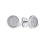 Pave CZ Circle Stud Earrings. Certified 585 (14kt) White Gold, Friction Backs