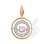 'Fluttering Diamond' Circle-in-Circle Pendant. Certified 585 (14kt) Rose Gold, Rhodium Detailing