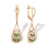 Emerald and Diamond Cascade Leverback Earrings. Certified 585 (14kt) Rose and White Gold