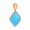 Pendant with Turquoise in a Diamond Contour. Hypoallergenic 585 Rose Gold, Rhodium Detailing. View 2