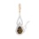 Teardrop Rauh Topaz and CZ Pendant. Certified 585 (14kt) Rose Gold, Rhodium Detailing