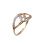 Interwoven Ring with 18 CZs. 585 (14kt) Rose Gold, Rhodium Detailing