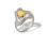 Trillion-cut Citrine Ring. 925 Hypoallergenic Silver